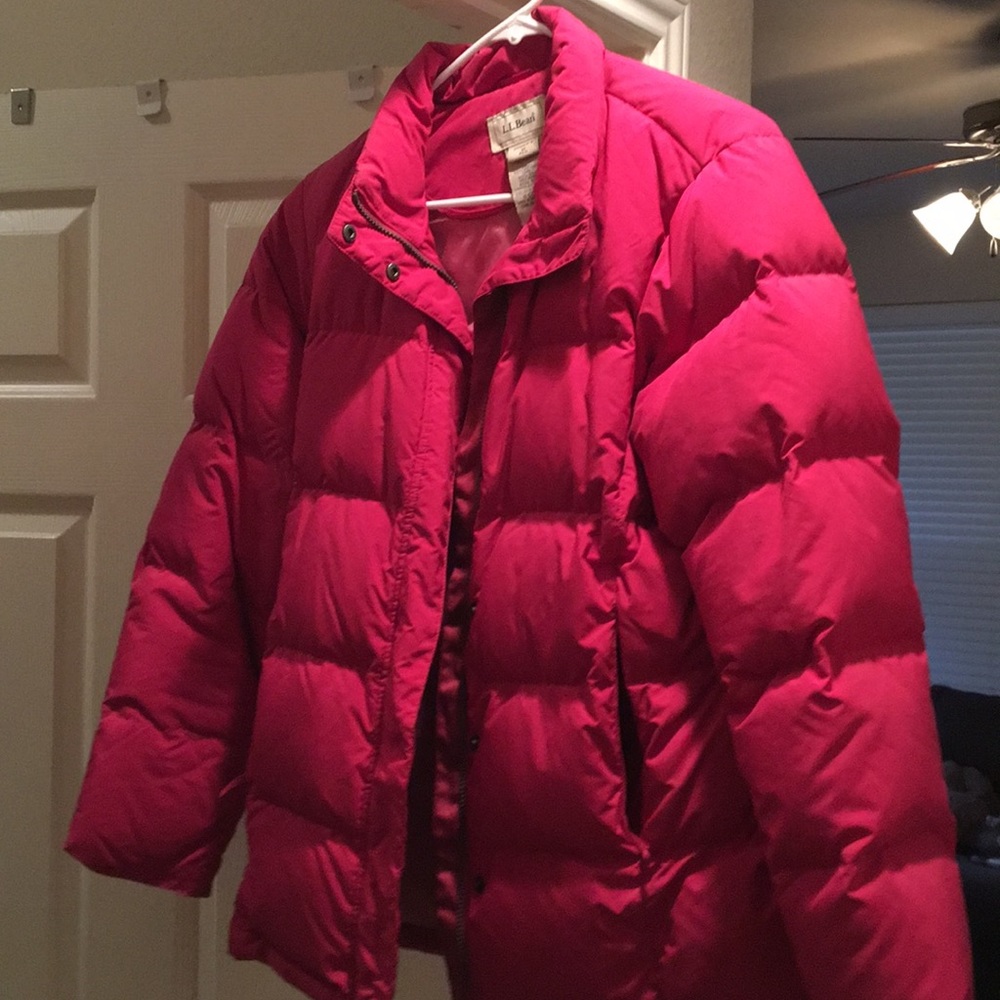 LLBean pink puff jacket